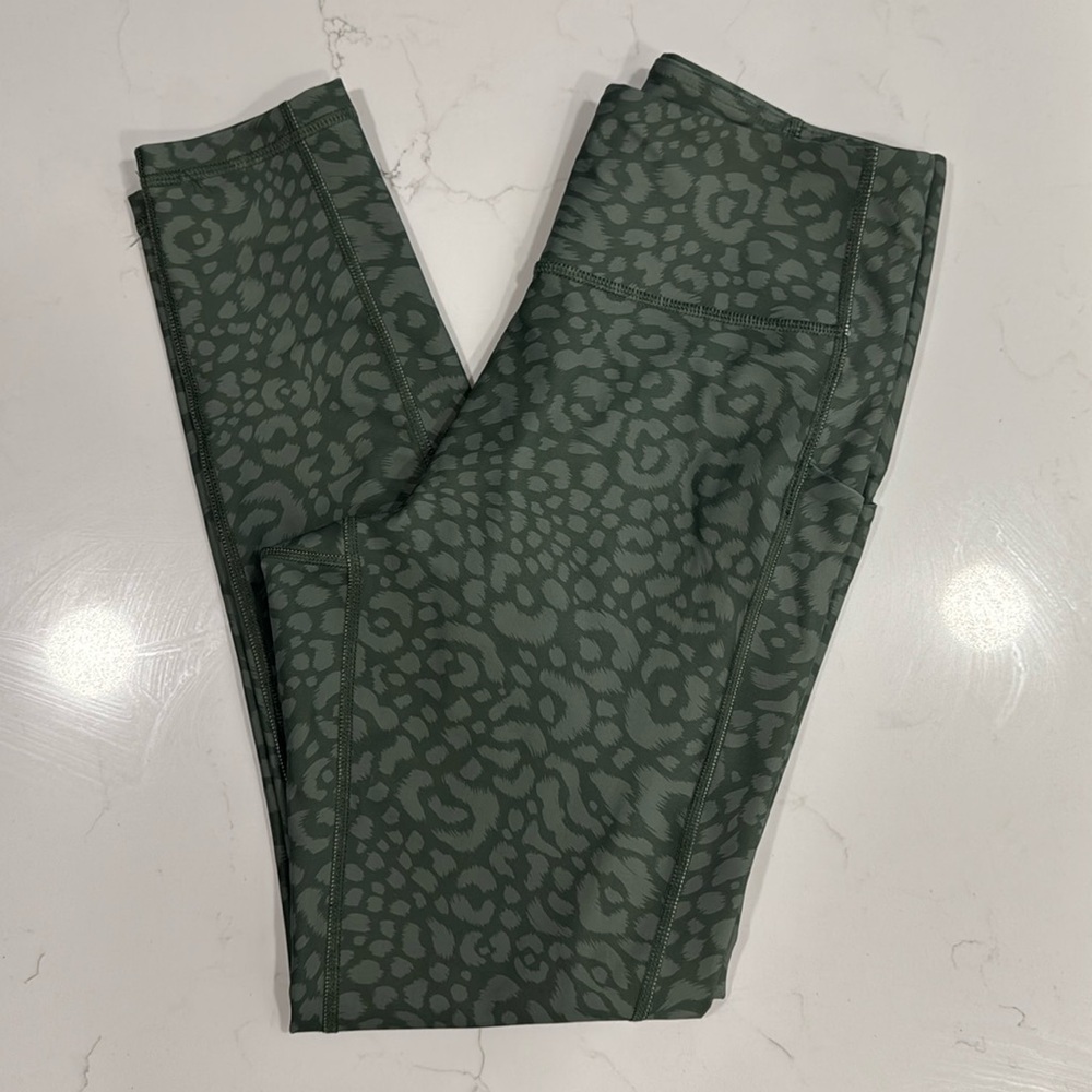 Green Leopard Print Leggings